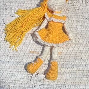 Handmade Crochet Doll in Yellow and White